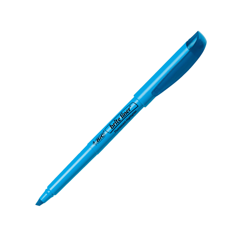 BIC Brite Liner Highlighters, Chisel Tip, Blue, Box Of 12