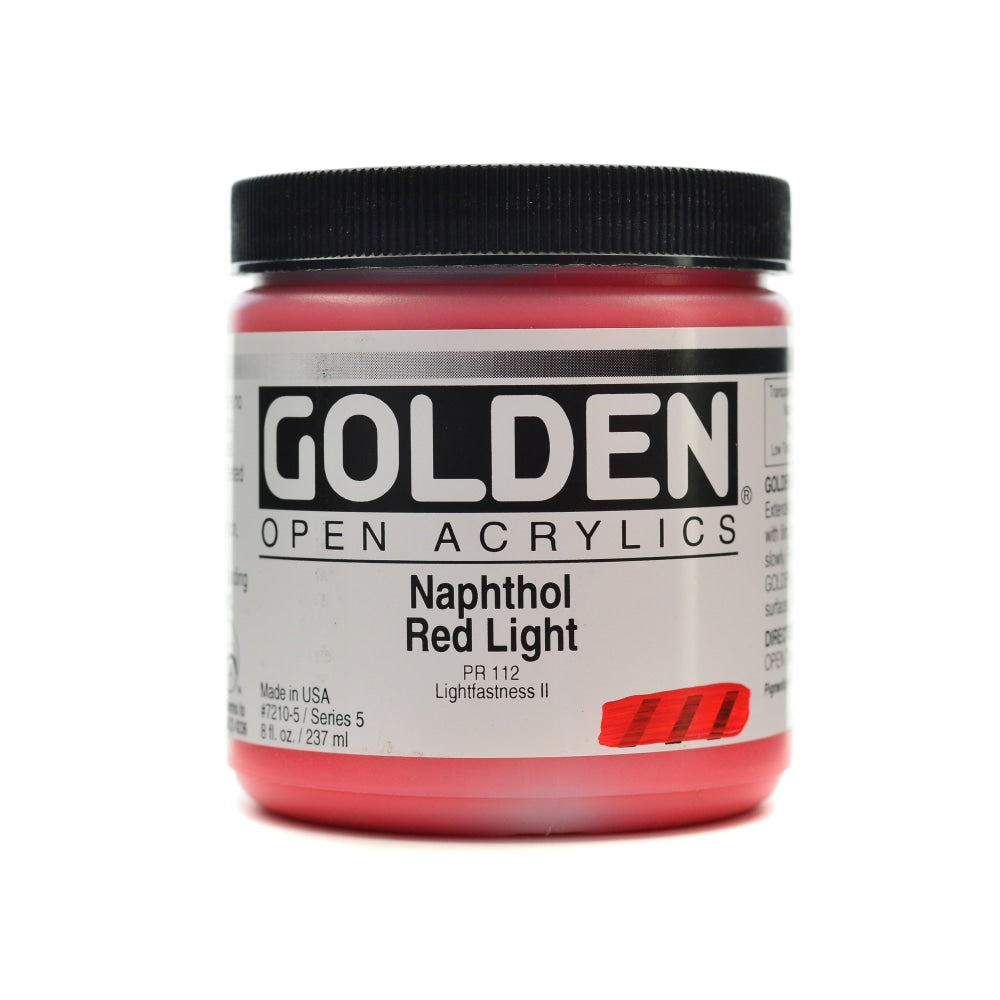 Golden OPEN Acrylic Paint, 8 Oz Jar, Naphthol Red Light