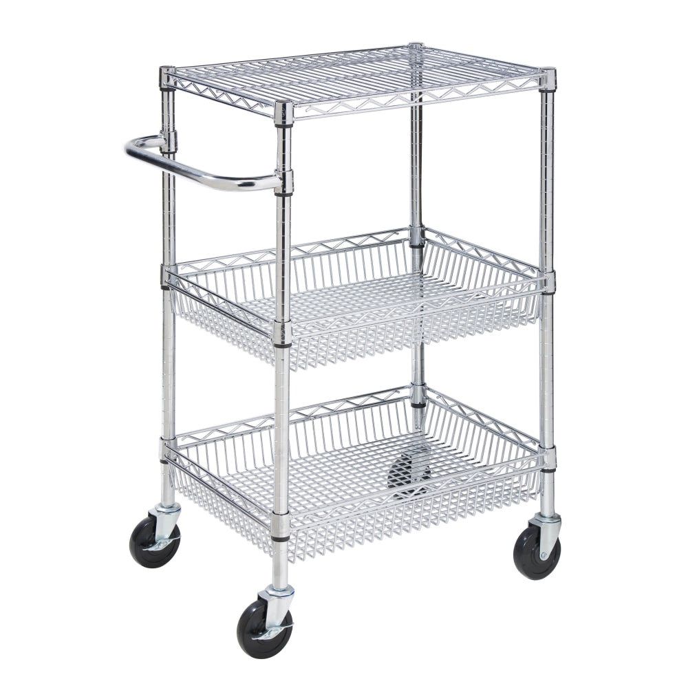 Honey-Can-Do Rolling Utility - Trolley - 3 shelves - 11 gauge steel - chrome