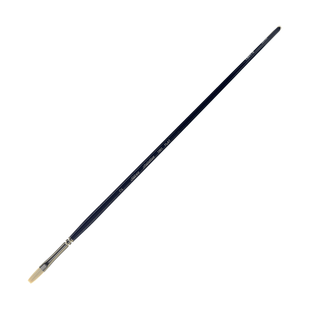 Silver Brush Bristlon Series Paint Brush, Size 2, Flat Bristle, Synthetic, Deep Blue/Silver