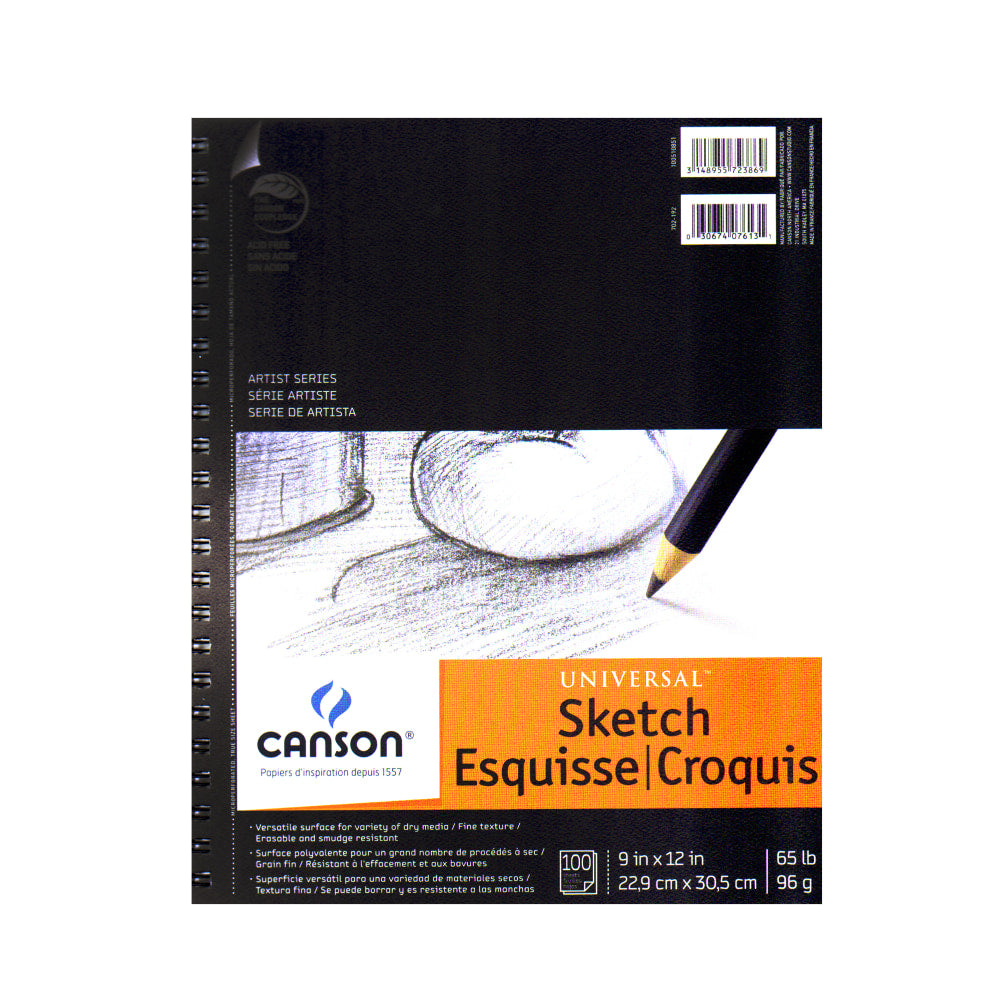 Canson Universal Heavyweight Sketch Pads, 9in x 12in, 100% Recycled, 100 Sheets Per Pad, Pack Of 2 Pads