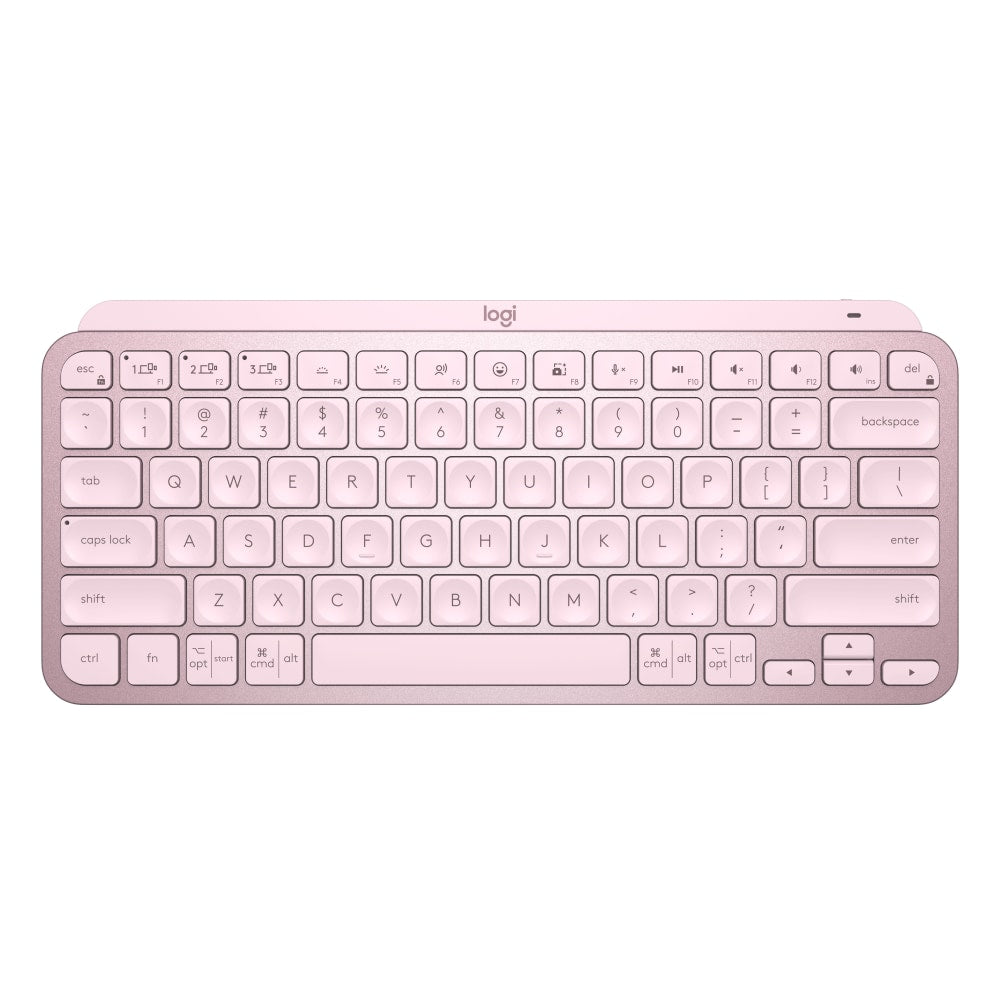 Logitech MX Keys Mini (Rose) - Wireless Connectivity - Bluetooth - 32.81 ft - USB Interface Emoji, Dictation, Mute Hot Key(s) - ChromeOS - Desktop Computer, Notebook - PC, Mac - MX Keyswitch - Rose