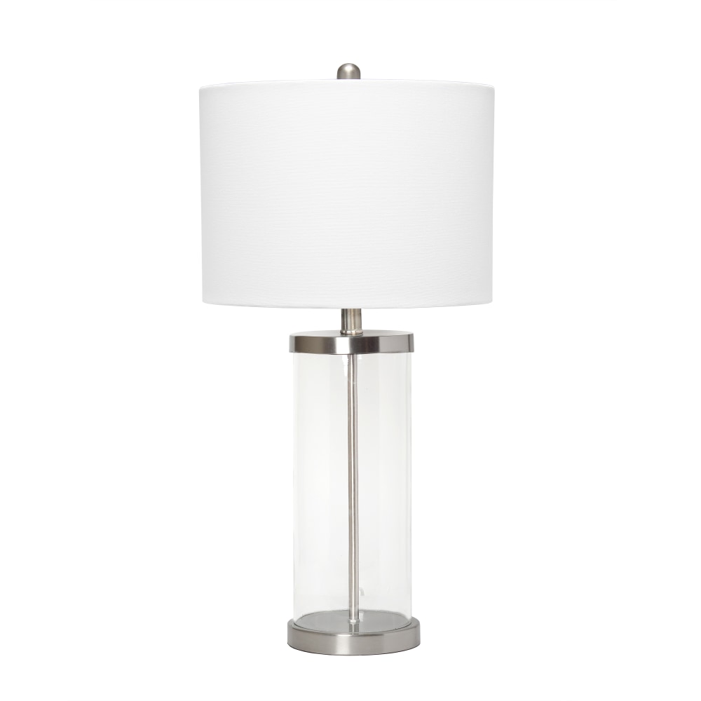 Lalia Home Entrapped Glass Table Lamp, 28inH, White Shade/Brushed Nickel Base