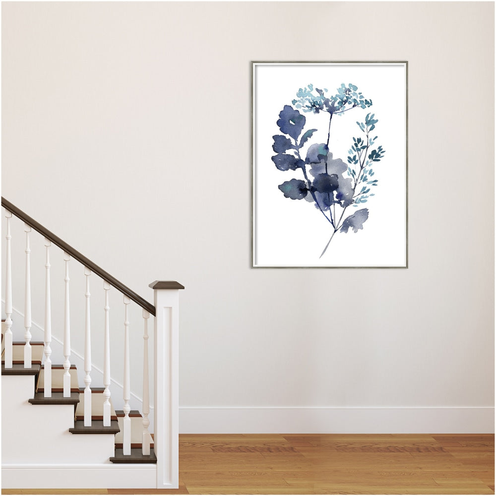 Amanti Art Botanical Lace Leaf Indigo by Sara Berrenson Wood Framed Wall Art Print, 41inH x 31inW, White