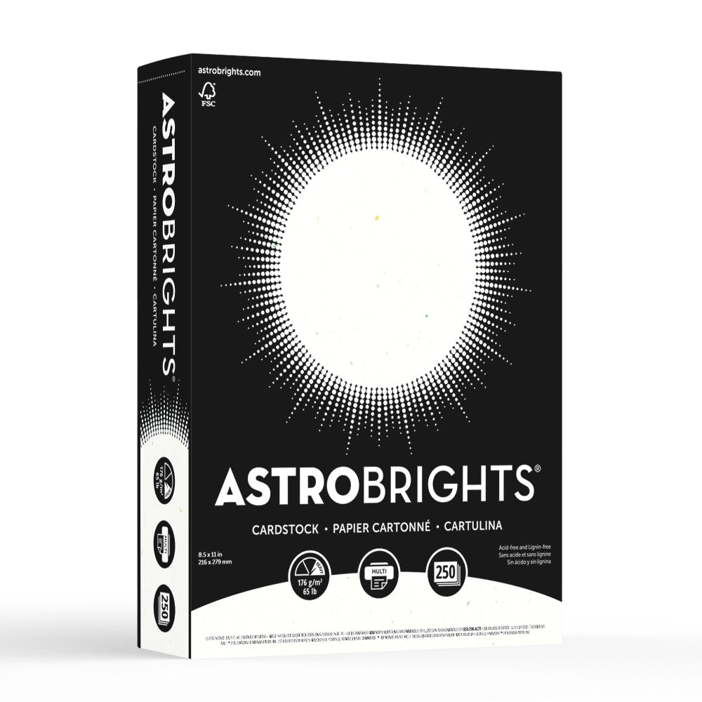 Astrobrights Card Stock, Stardust White, Letter (8.5in x 11in), 65 Lb, Pack Of 250