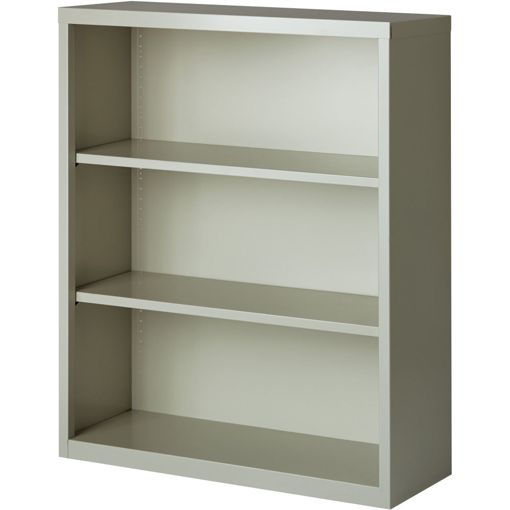 Lorell Fortress Series Steel Modular Shelving Bookcase, 3-Shelf, 42-1/2inH x 34-1/2inW x 13inD, Light Gray