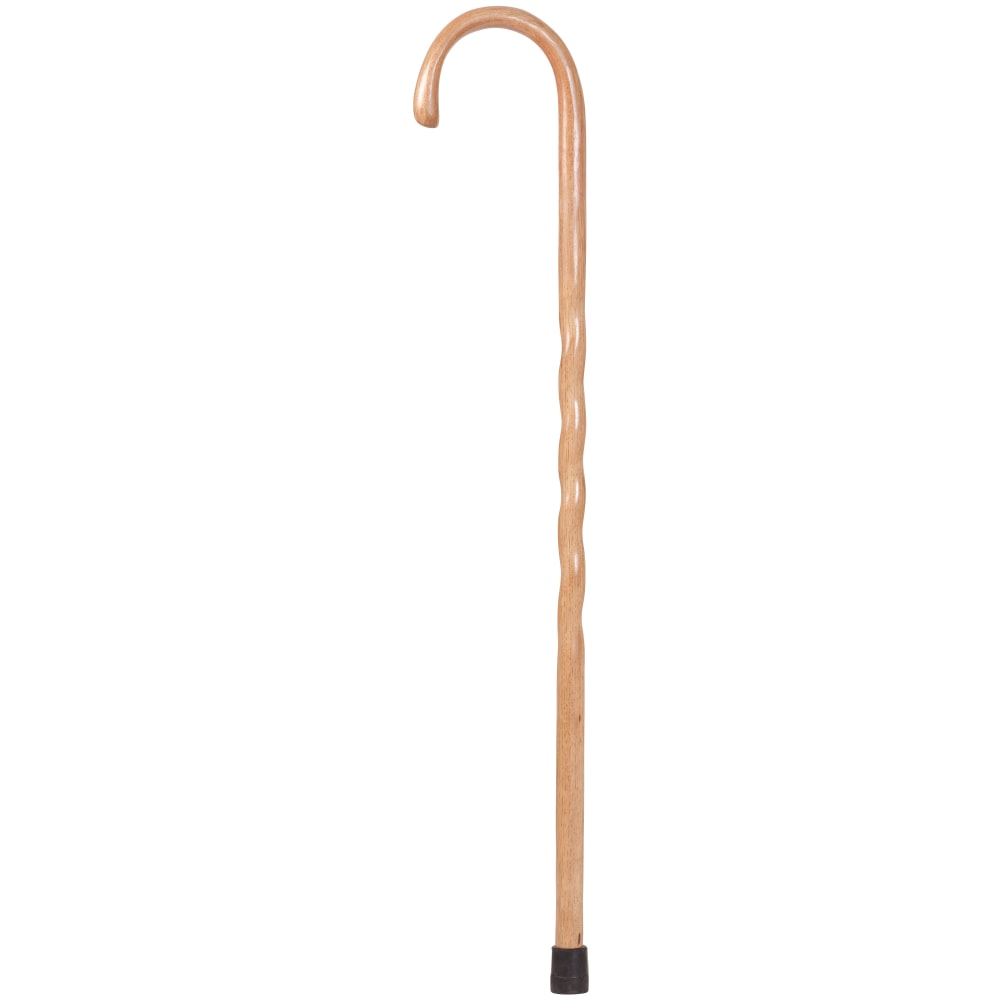 Brazos Walking Sticks Twisted Oak Crook Neck Wood Walking Cane, 37in, Tan