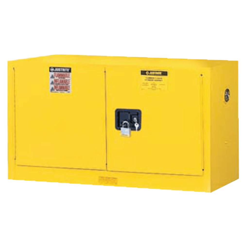 Yellow Piggyback Safety Cabinets, Manual-Closing Cabinet, 17 Gallon