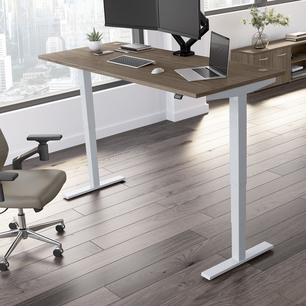 Bush Business Furniture Move 40 Series Electric Height-Adjustable Standing Desk, 28-1/6inH x 71inW x 29-3/8in, Modern Hickory/Cool Gray Metallic, Standard Delivery