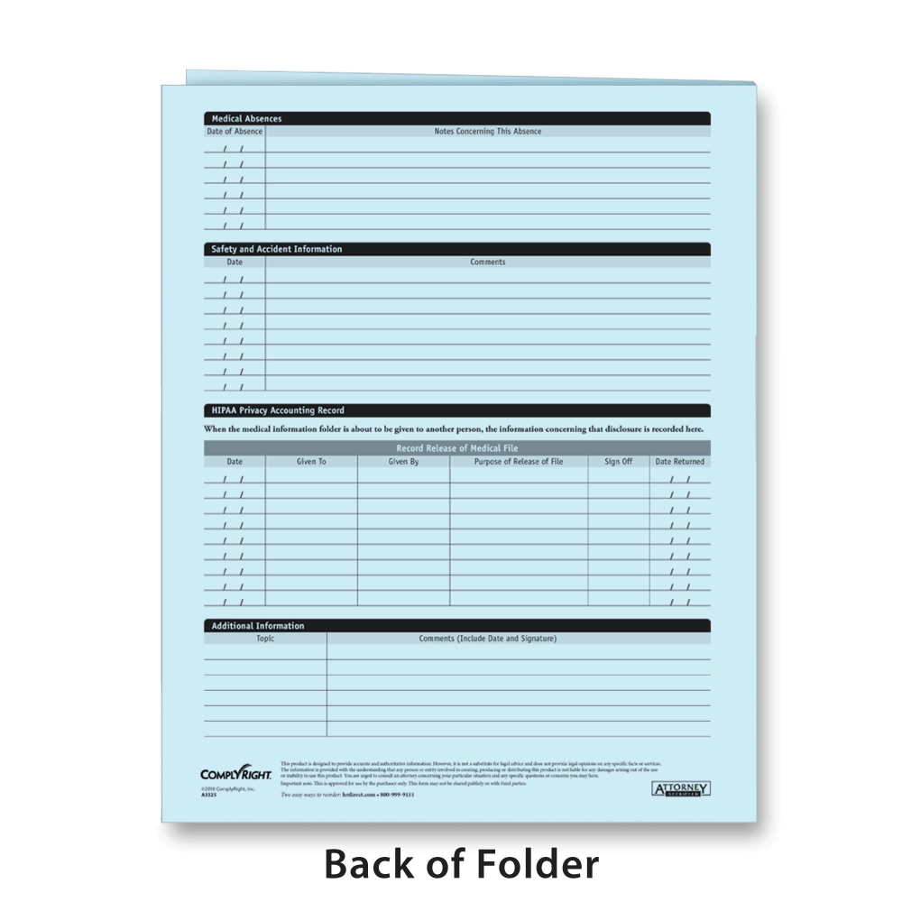 ComplyRight Expanded Confidential Employee Medical Records Folders, 9-3/8in x 11-3/4in x 1/2in, Blue, Pack Of 25