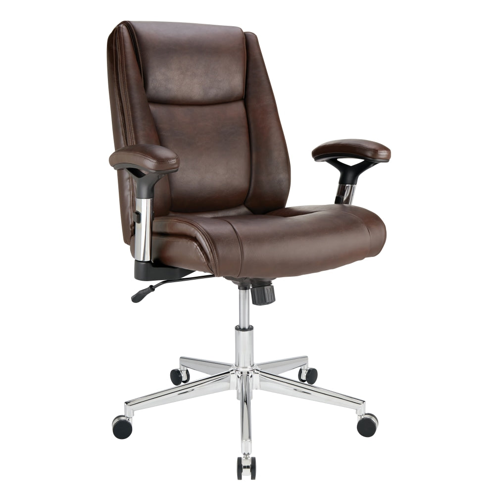 Realspace Densey Bonded Leather  Mid-Back Managers Chair, Brown/Black/Silver