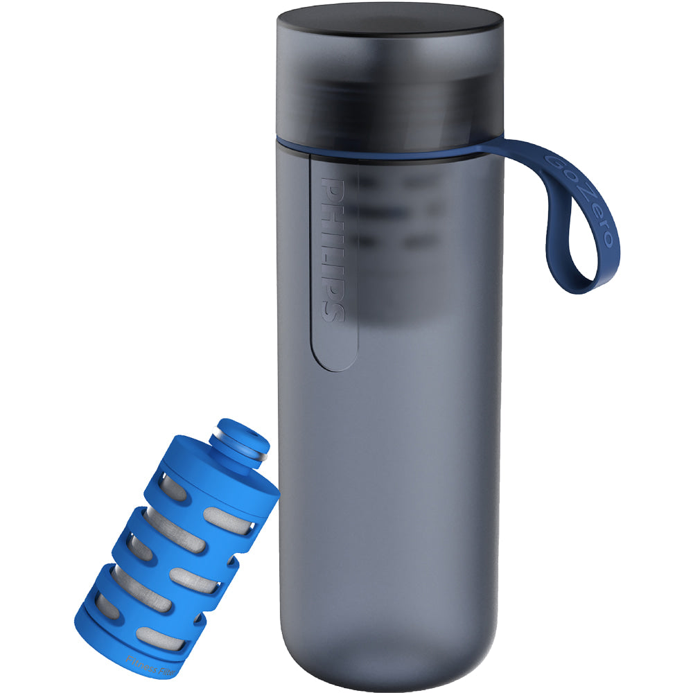 Philips GoZero Active Water Bottle With Fitness Filter, 20 Oz, Blue