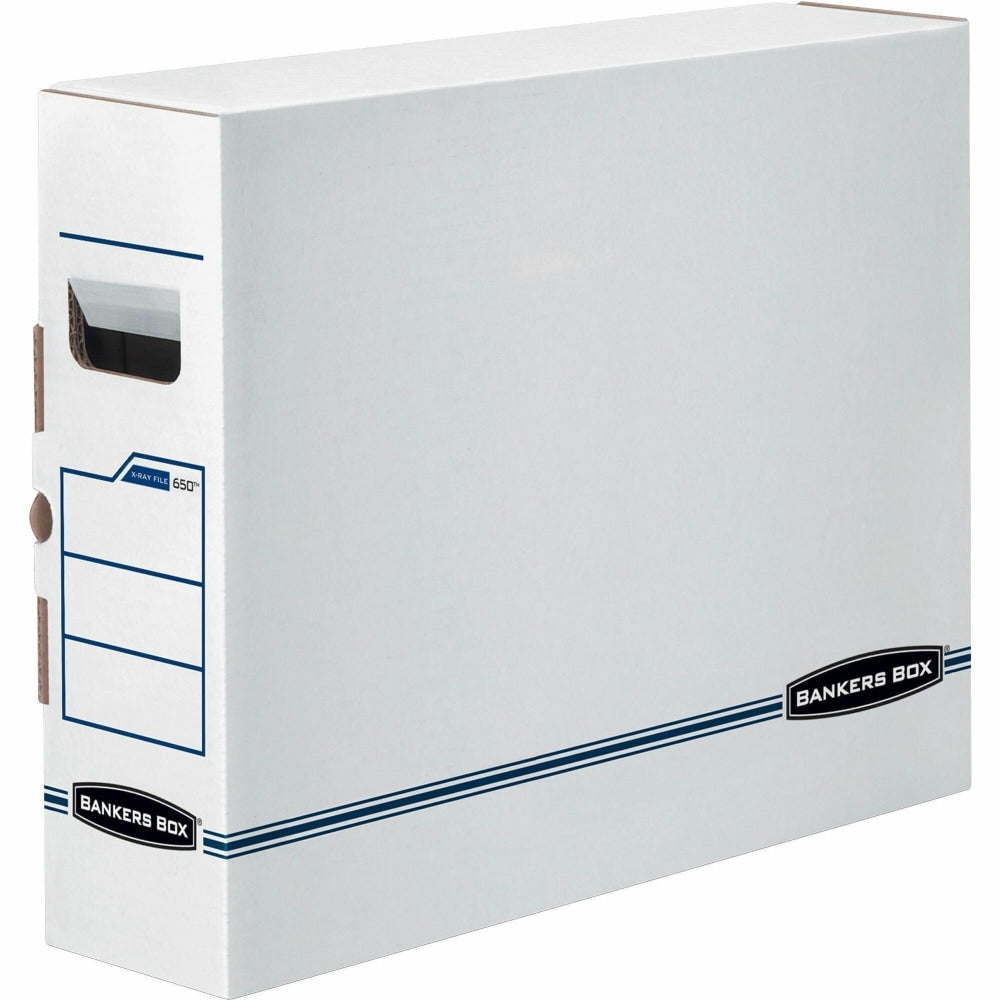 Bankers Box X-Ray Storage Boxes, 15 3/4in x 5 1/4in x 19 3/4in, White/Blue, Case Of 6