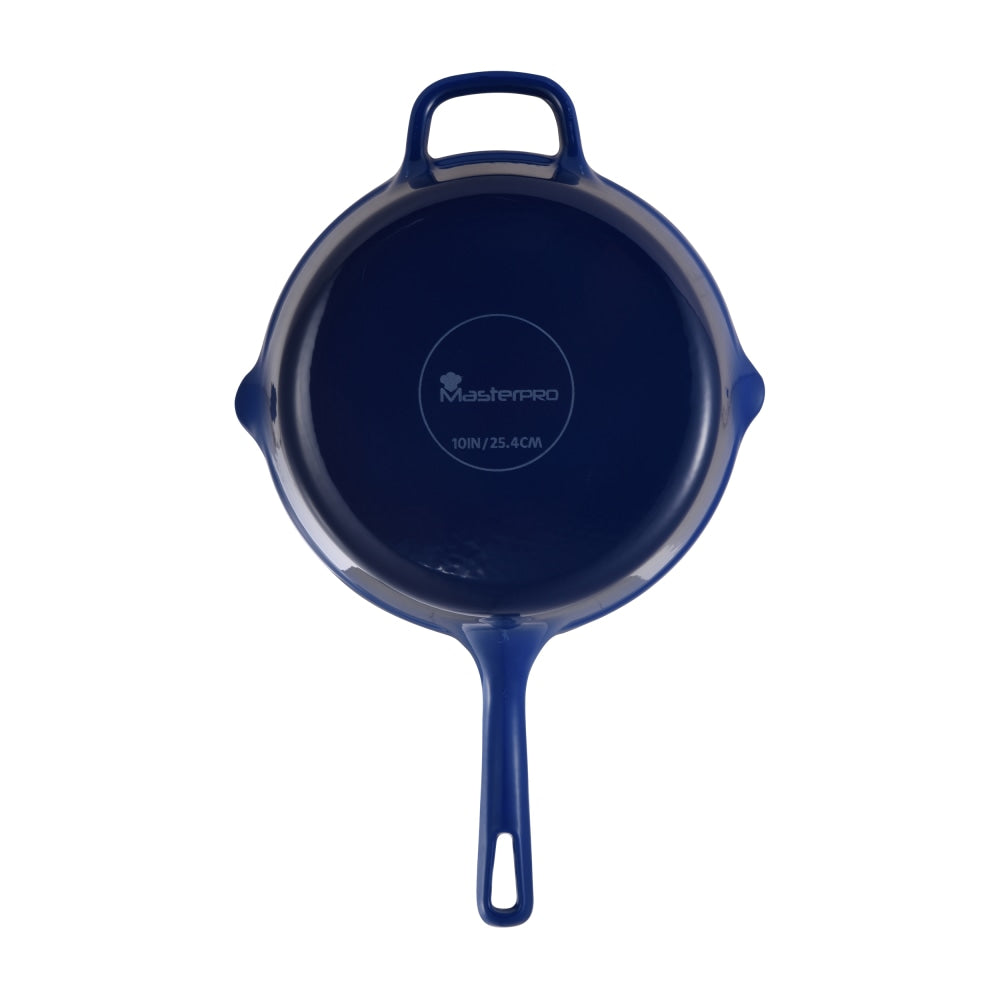 Masterpro Bergner Iron Fry Pan With Helper Handle, 10in, Blue