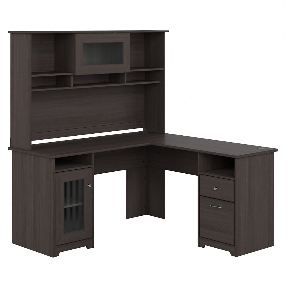 Bush Business Furniture Cabot 60inW L-Shaped Corner Desk With Hutch, Heather Gray, Standard Delivery