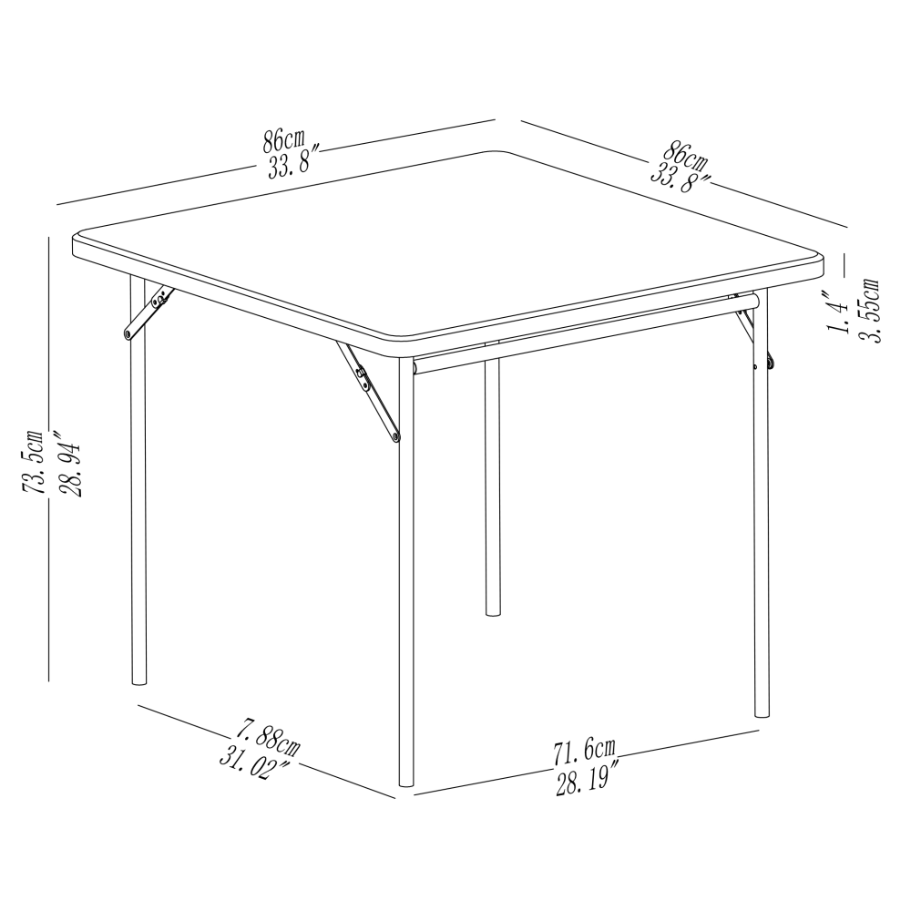 Realspace Molded Plastic Top Folding Card Table, Black