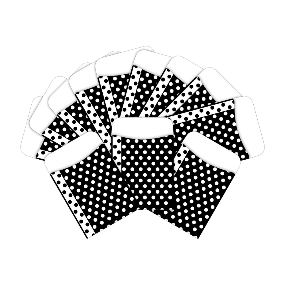 Barker Creek Peel & Stick Library Pockets, 3in x 5in, Black/White Dots, Pack Of 60 Pockets