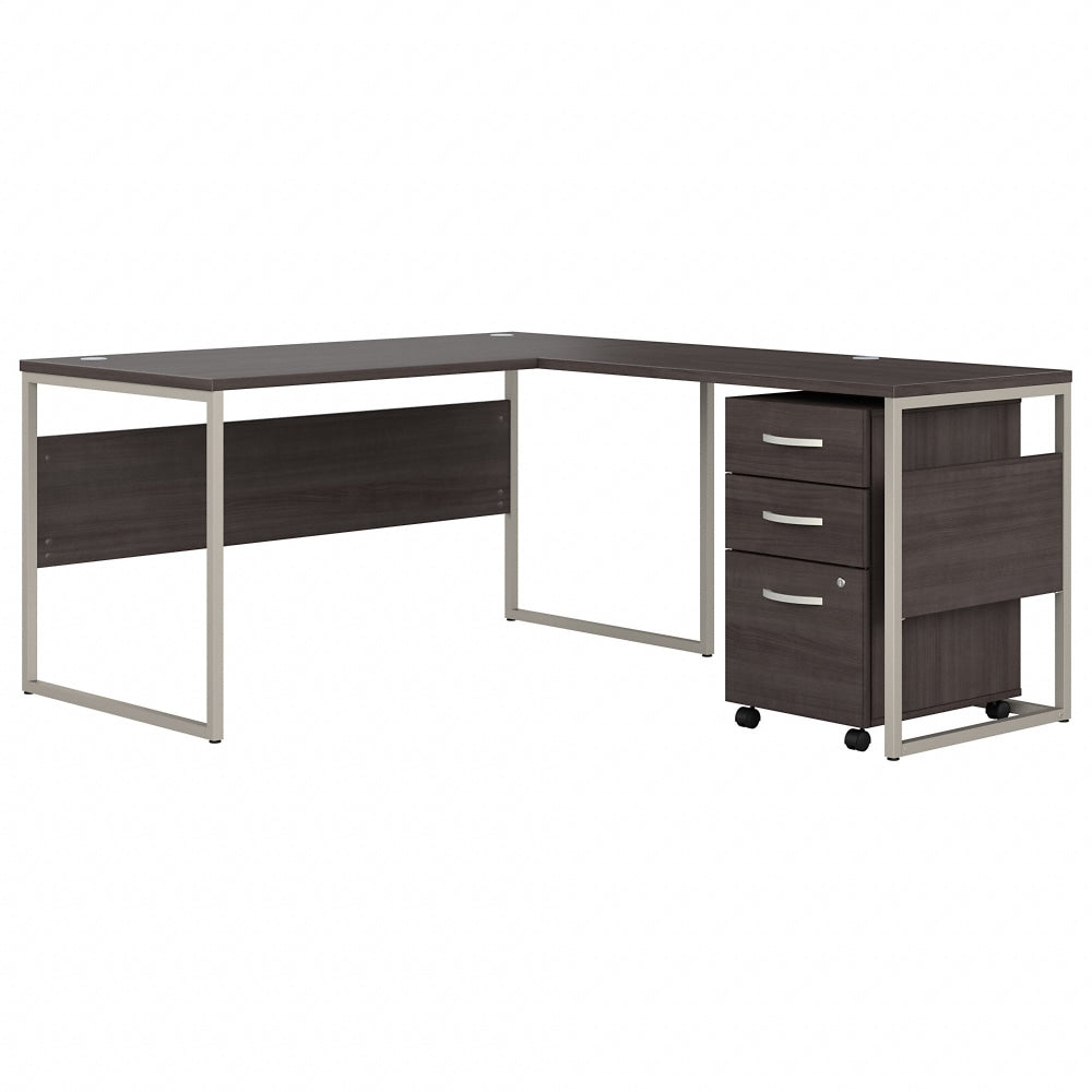 Bush Business Furniture Hybrid 60inW L-Shaped Corner Desk Table With Mobile File Cabinet, Storm Gray, Standard Delivery