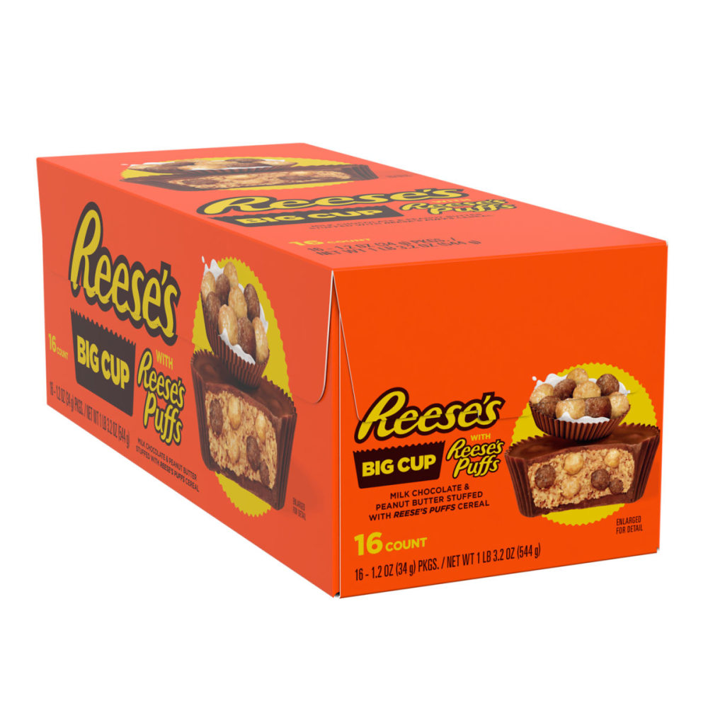 Reeses Big Cup Stuffed With Reeses Puffs, 1.2 Oz, Pack Of 18 Bars