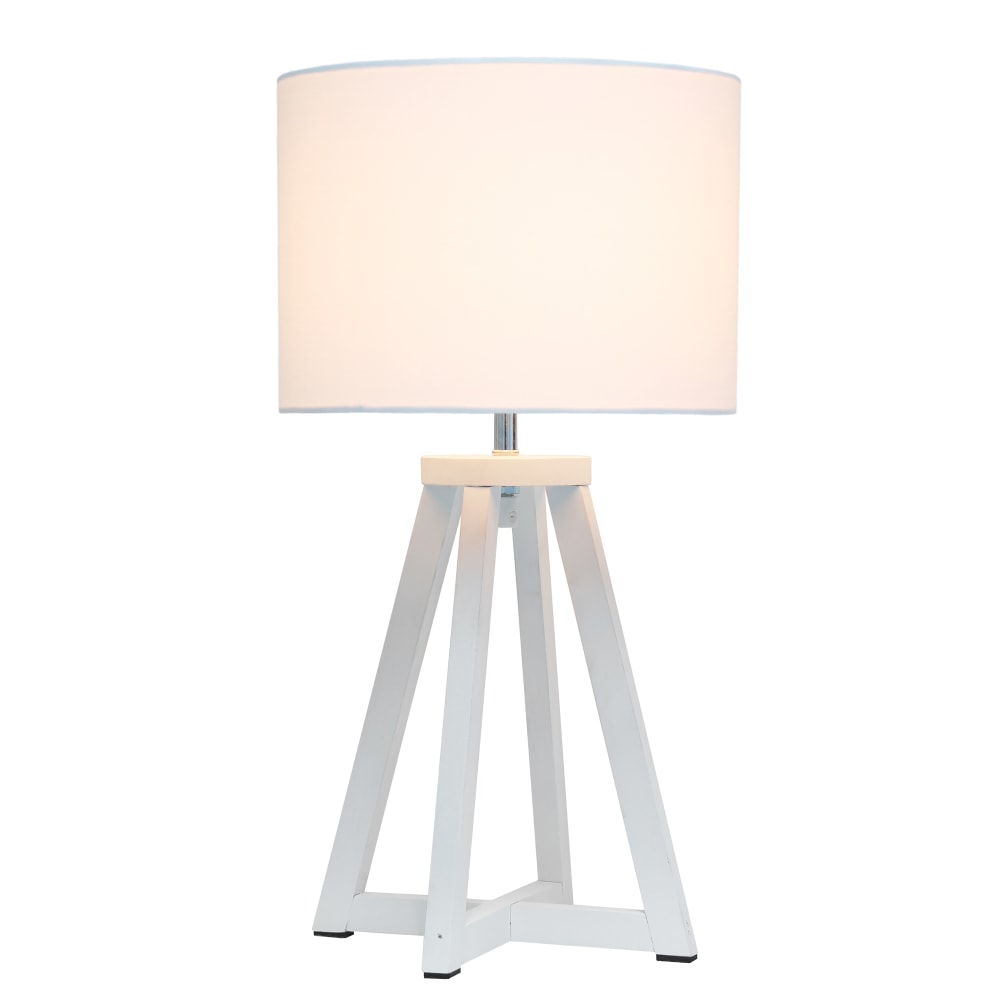 Simple Designs Interlocked Triangular Table Lamp, 19-1/8inH, White Shade/White Base