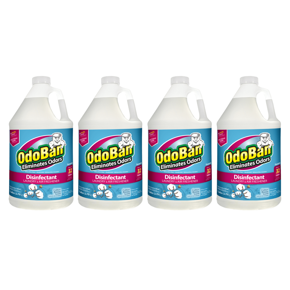 OdoBan Odor Eliminator Disinfectant Concentrate, Cotton Breeze Scent, 128 Oz, Case Of 4 Bottles