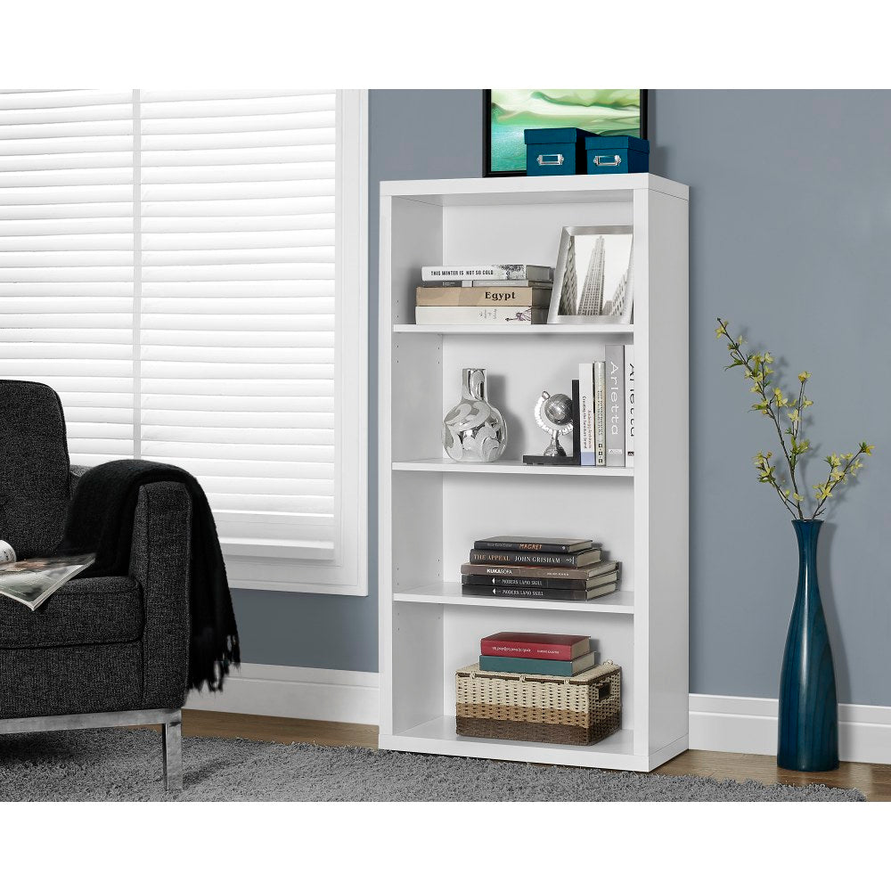 Monarch Specialties 48inH 3-Shelf Adjustable Bookcase, White