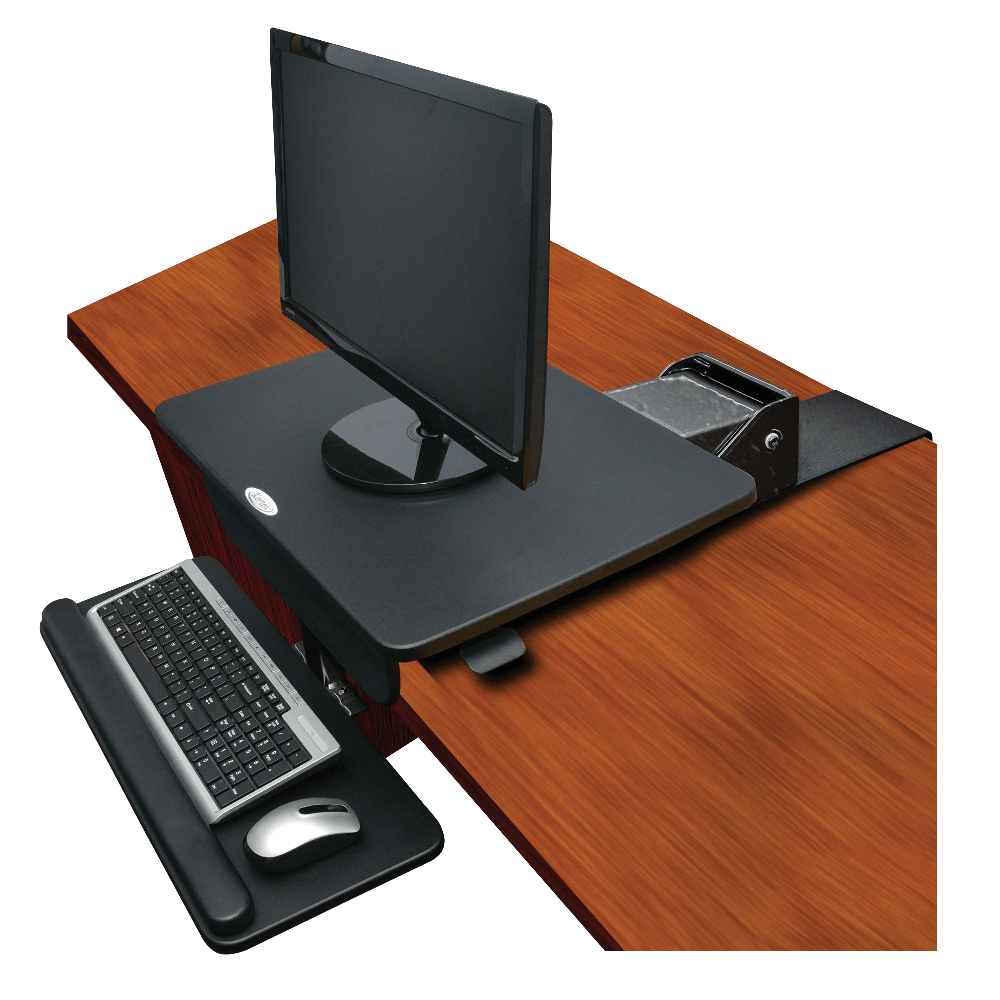 Kantek Desk-Mounted Sit-To-Stand Workstation, 21 1/2inH x 23 1/2inW x 23 1/2inD, Black