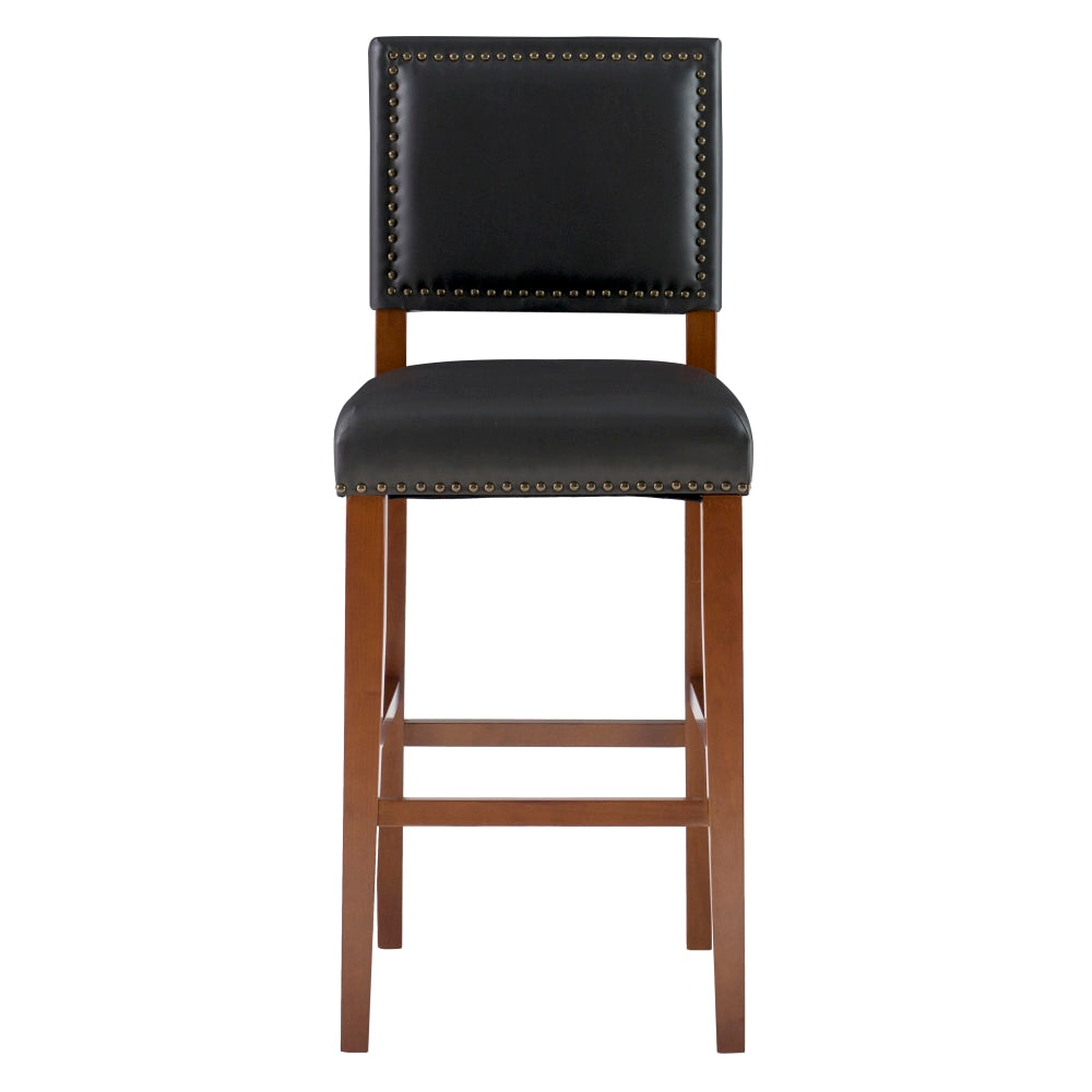 Linon Walton Faux Leather Bar Stool, Sapele/Black