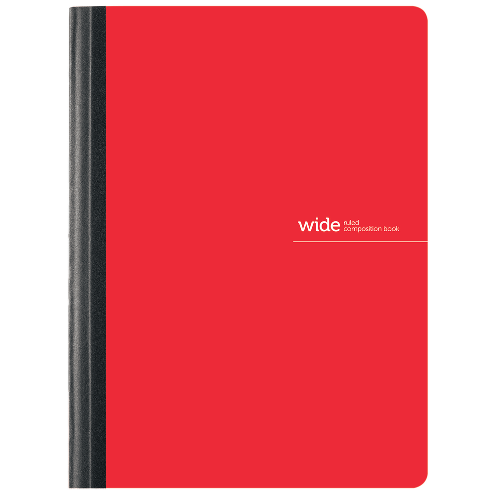 Office Depot Brand Poly Composition Book, 7-1/4in x 9-3/4in, Wide Ruled, 80 Sheets, Red