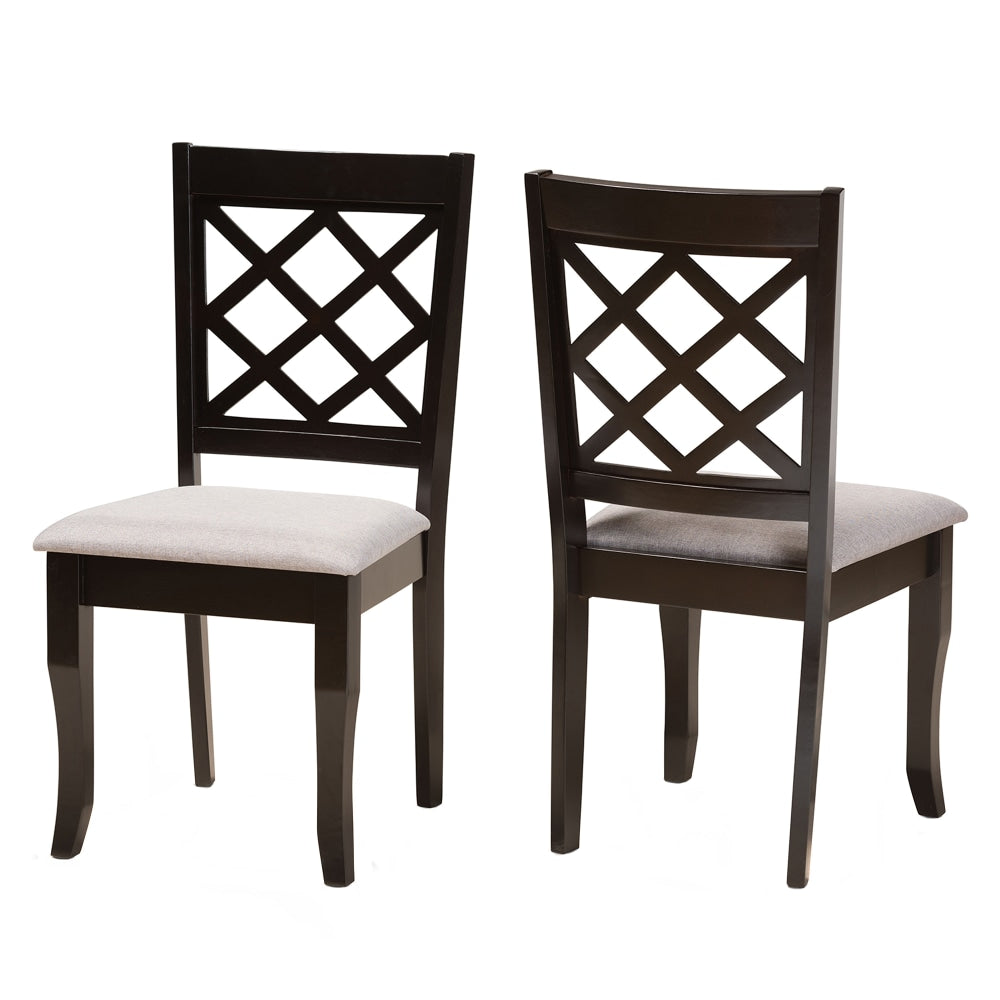 Baxton Studio Verner Dining Chairs, Gray/Dark Brown, Set Of 2 Chairs