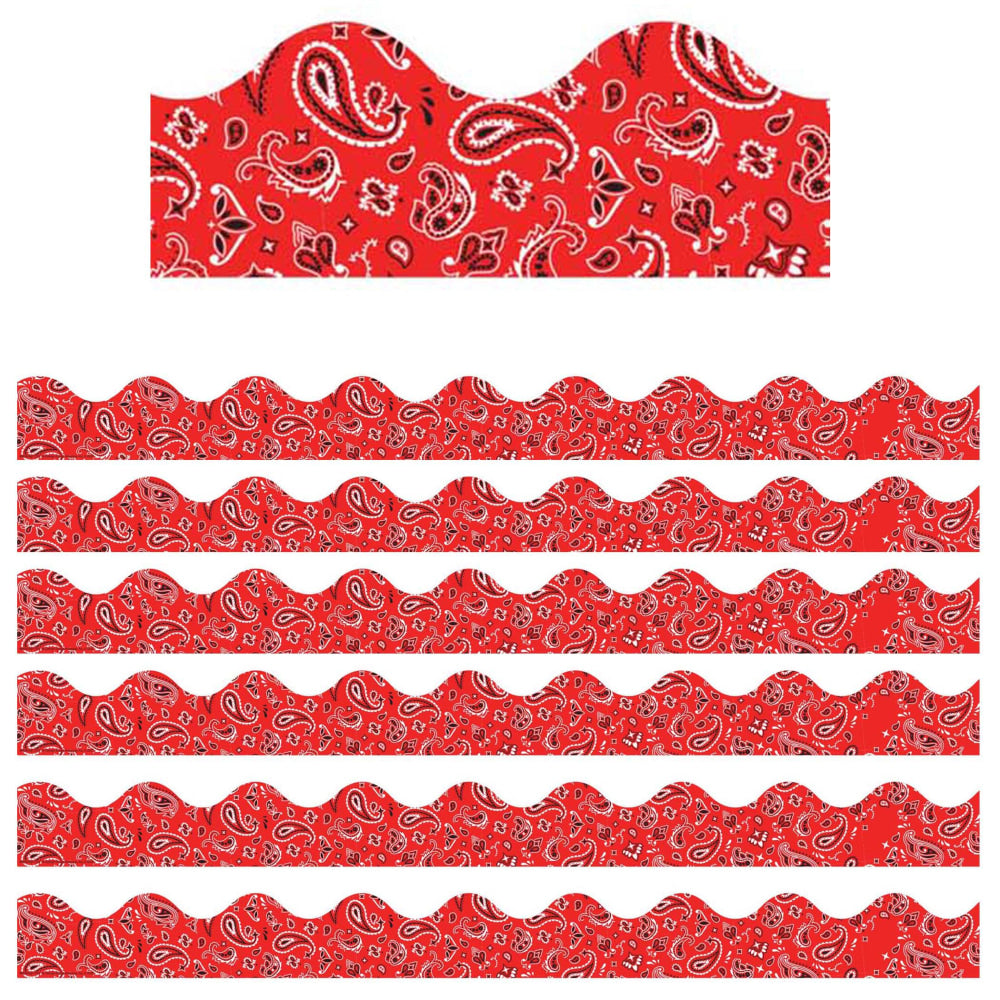 Eureka School Extra-Wide Deco Trim, Red Bandana, 37' Per Pack, Set Of 6 Packs