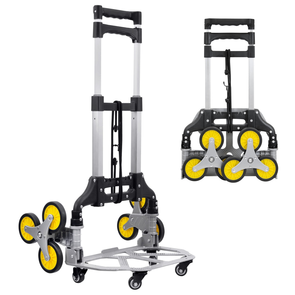 Mount-It! MI-953 Steel Tri-Wheel Stair Climber Hand Truck, 42inH x 15-1/4inW x 17inD, Silver/Yellow/Black