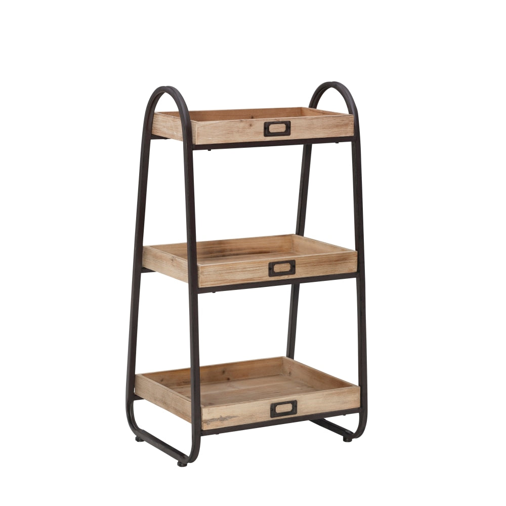 Linon Lynne 3-Tier Bath Stand, 32-1/3inH x 17-1/4inW x 13-3/5inD, Rustic Brown