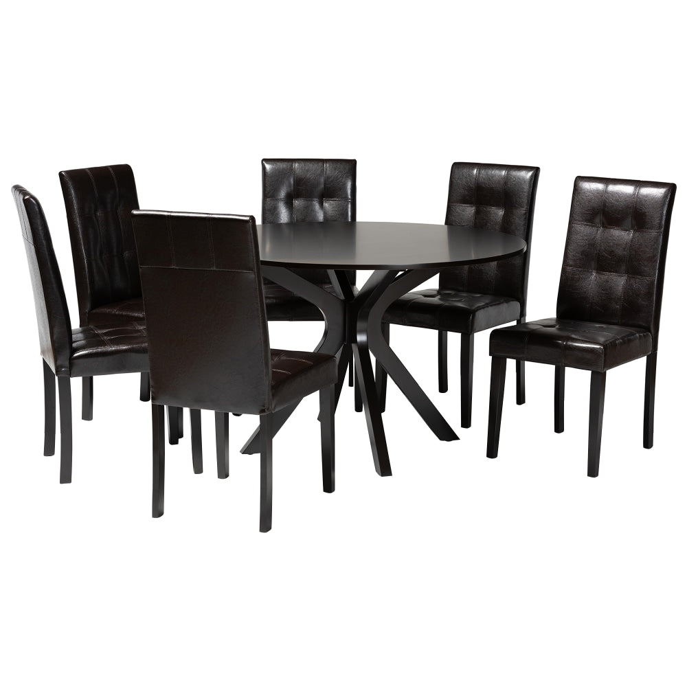 Baxton Studio Marie Dining Set, 29-15/16inH x 47-1/4inW x 47-1/4inD, Dark Brown/Espresso