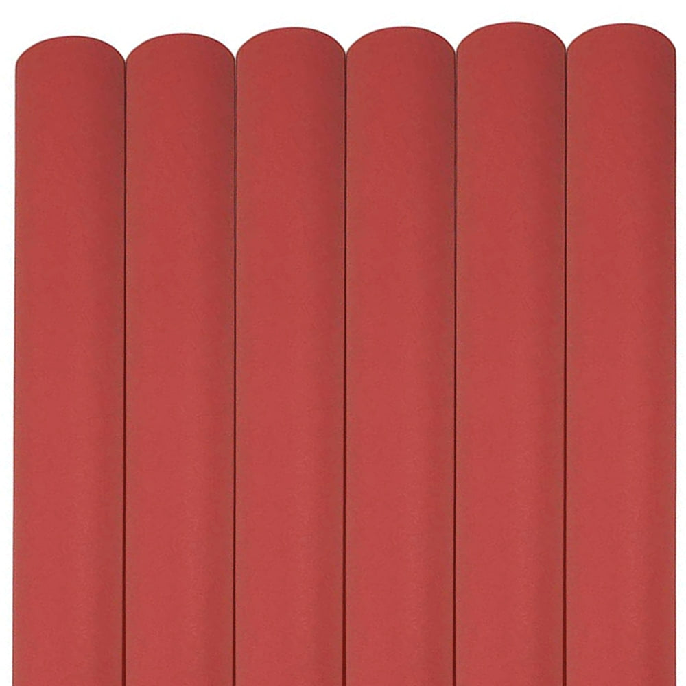 JAM Paper Wrapping Paper, Matte, 25 Sq Ft, Red, Pack of 6 Rolls