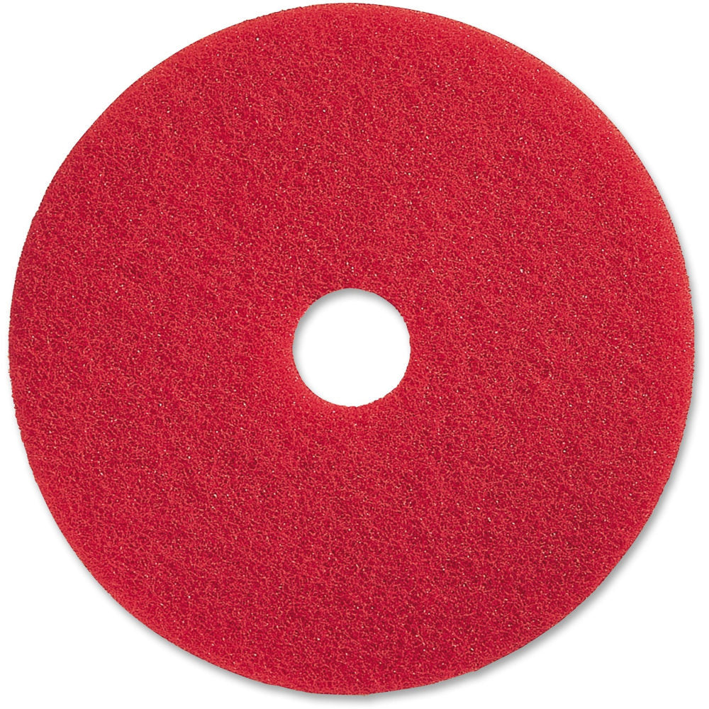 Genuine Joe Red Buffing Floor Pad - 19in Diameter - 5/Carton x 19in Diameter x 1in Thickness - Buffing, Scrubbing, Floor - 175 rpm to 350 rpm Speed Supported - Flexible, Resilient, Rotate, Dirt Remover - Fiber - Red