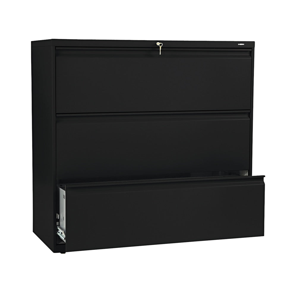 HON Brigade 800 42inW x 19-1/4inD Lateral 3-Drawer File Cabinet, Black