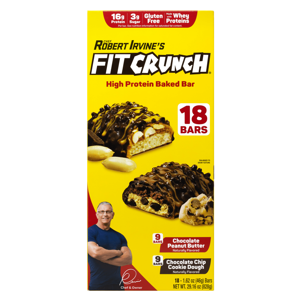 Chef Robert Irvines FITCRUNCH High Protein Bars, Variety Pack, 1.62 Oz, Pack Of 18 Bars