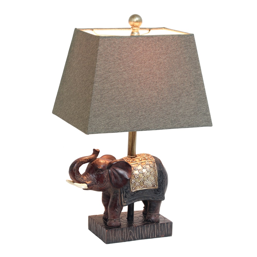 Lalia Home Elephant Table Lamp, 20-1/2inH, Brown Shade/Brown Base