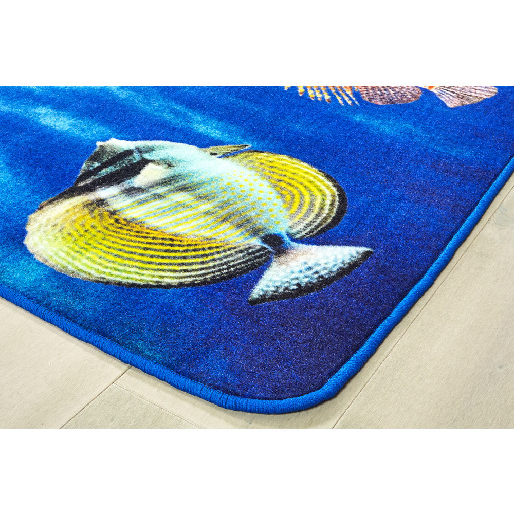 Carpets for Kids Pixel Perfect Collection Friendly Fish Seating Rug, 8'x 12', Multicolor