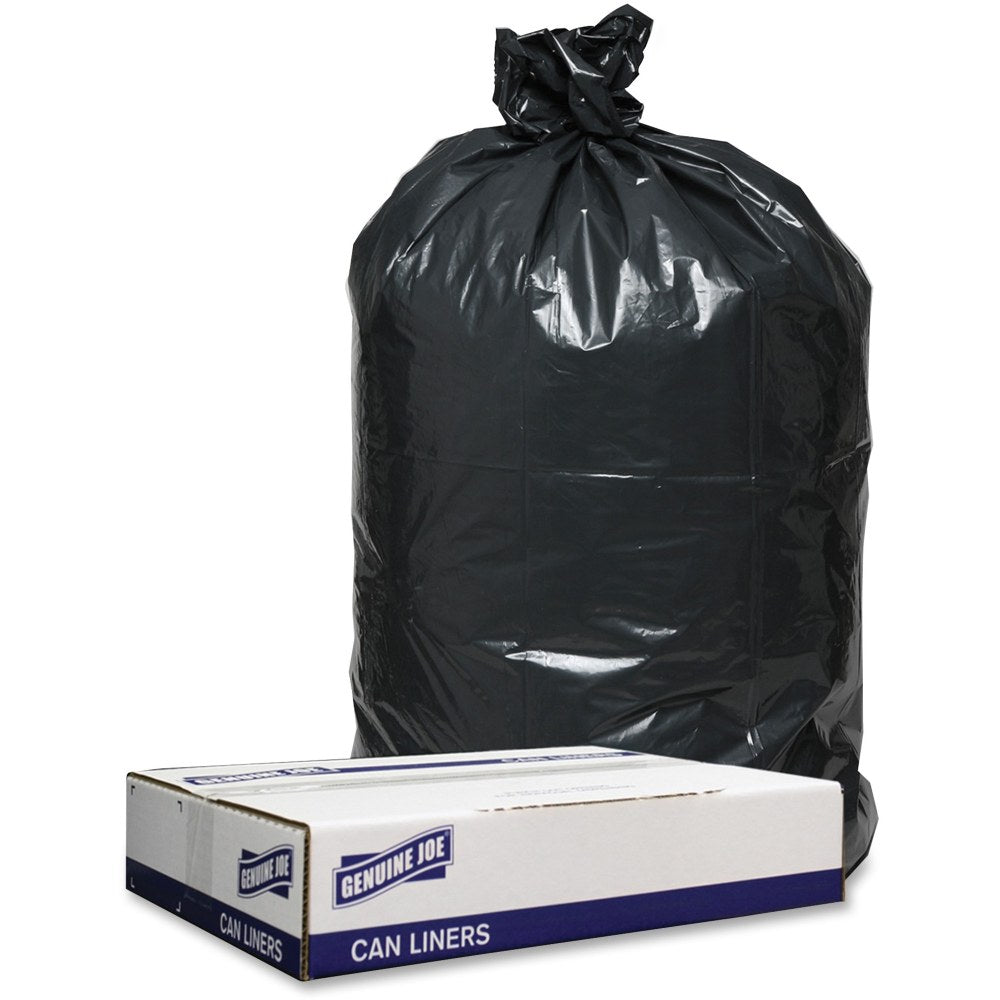 Genuine Joe Low Density Black Can Liners - 60 gal Capacity - 38in Width x 58in Length - 1.20 mil (30 Micron) Thickness - Low Density - Black - 100/Carton - Recycled