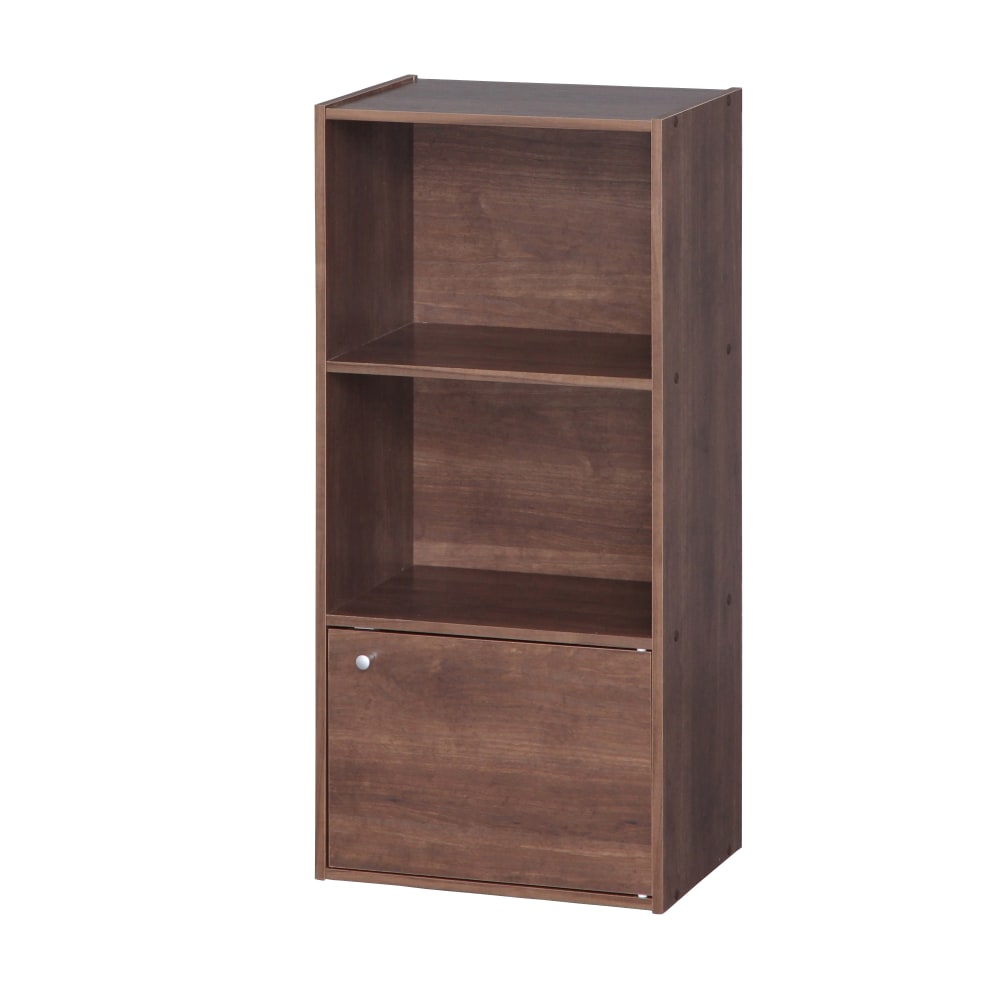 IRIS 35inH 3-Tier Storage-Shelf With Door, Brown