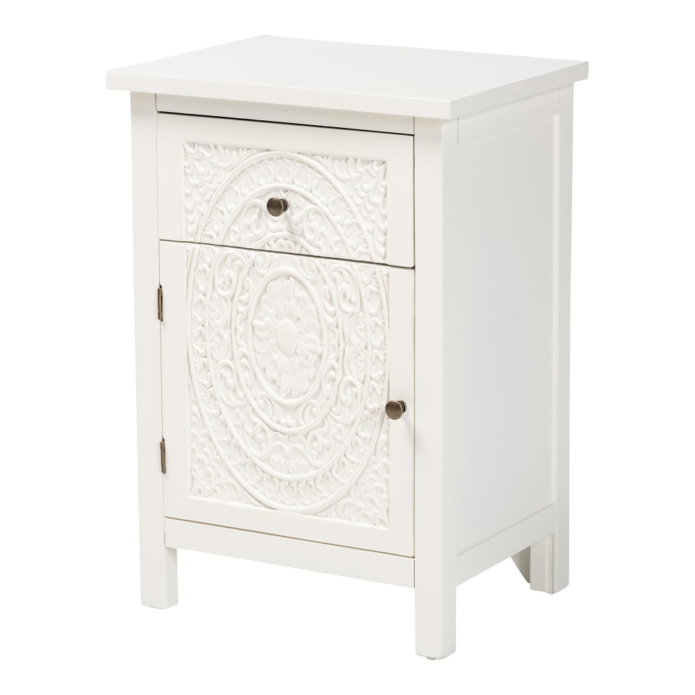 Baxton Studio Lambert 1-Drawer Nightstand, 25-5/8inH x 17-3/4inW x 13-3/8inD, White