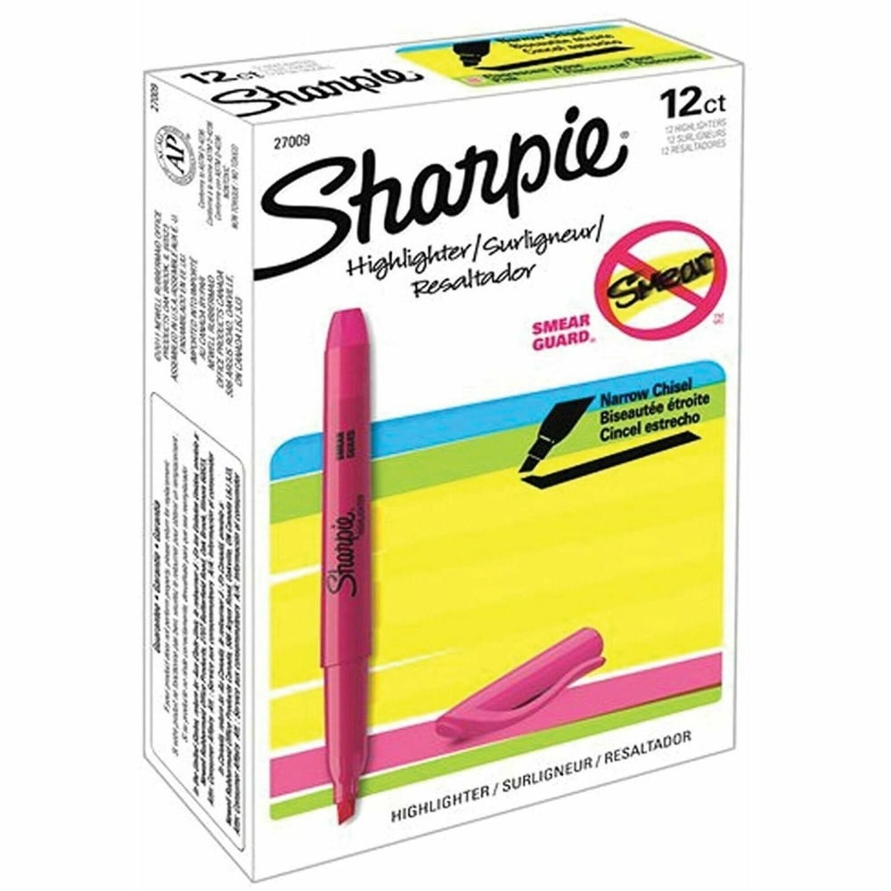 Sharpie Accent Pocket Highlighters, Fluorescent Pink, Box Of 12