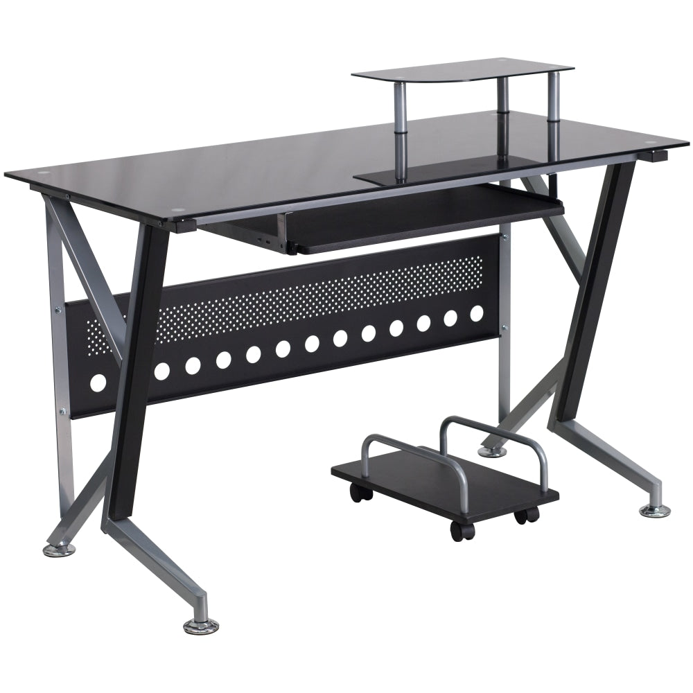 Flash Furniture 48inW Contemporary Glass Computer Desk, Black