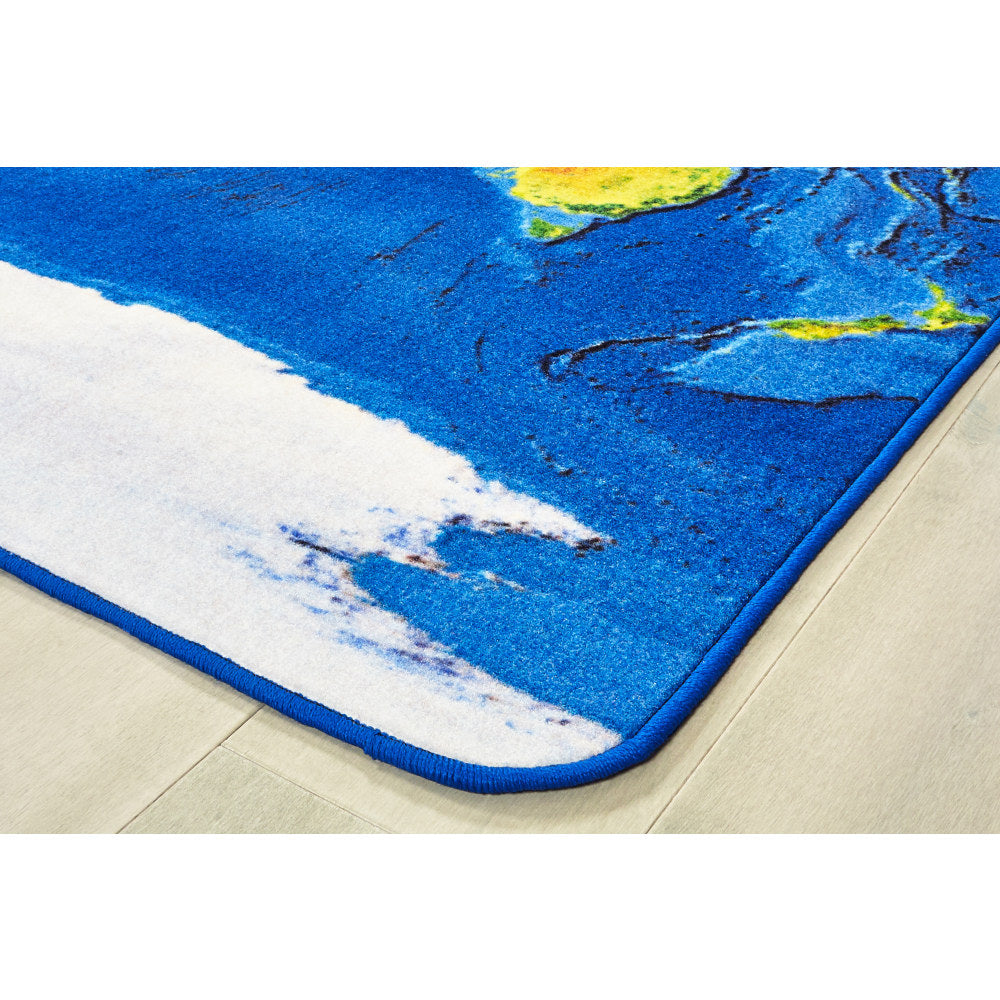 Carpets for Kids Pixel Perfect Collection Learn Our Earth Map Activity Rug, 4ft x 6ft, Multicolor