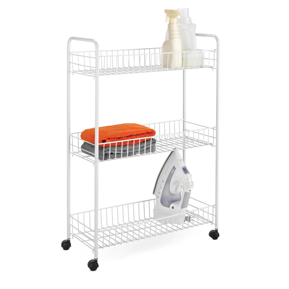 Honey-can-do CRT-01149 3-tier Laundry Cart, White - 3 Shelf - 22.8in Length x 7.9in Width x 31.3in Height - White