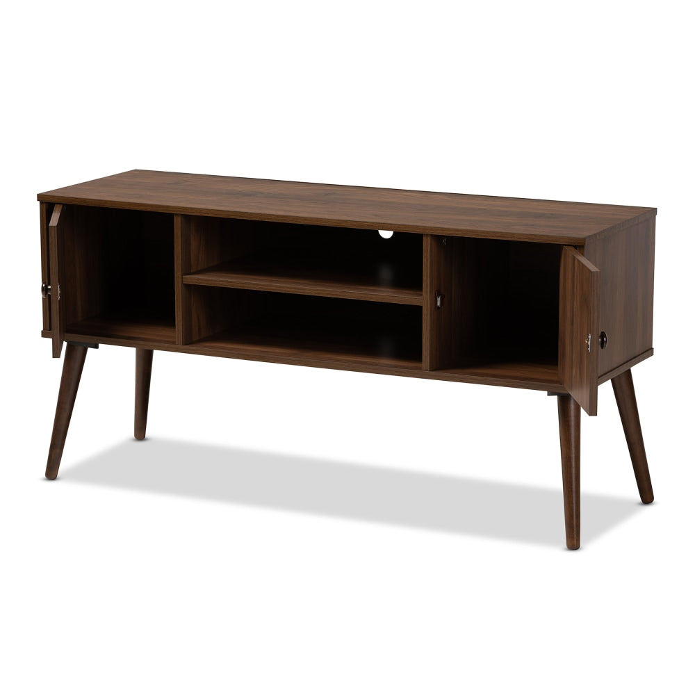 Baxton Studio Mid-Century Modern 2-Door Wood TV Stand, Walnut