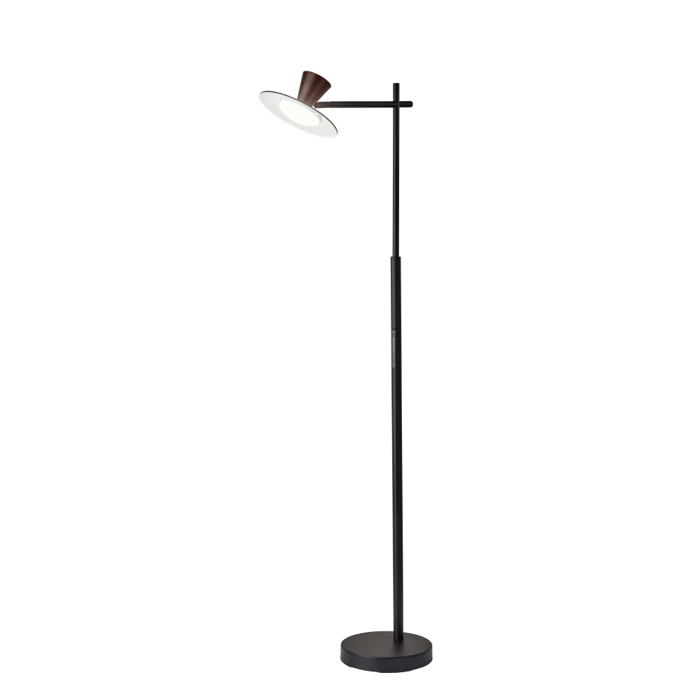 Adesso Elmore LED Floor Lamp With Smart Switch, 56inH, Walnut/Black