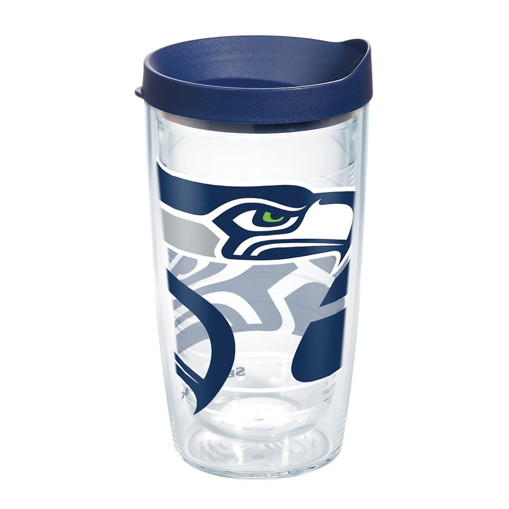 Tervis NFL Tumbler With Lid, 16 Oz, Seattle Seahawks, Clear